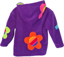 Load image into Gallery viewer, Kids Fleece Button Jacket - Purple Flowers
